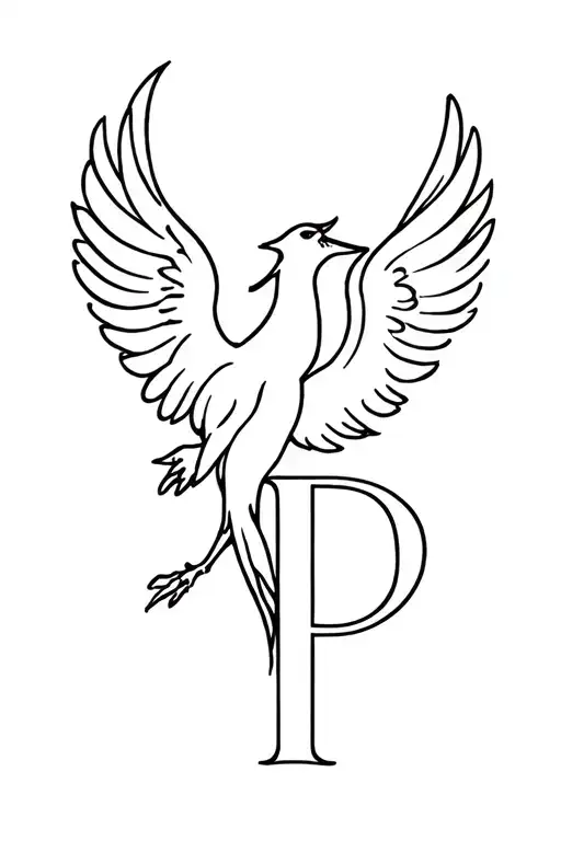 Baby Phoenix Rising With Letter P Hidden