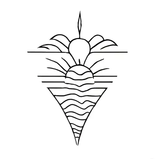 Polynesian Style Tattoo Representing New Caledonia With A Sunset