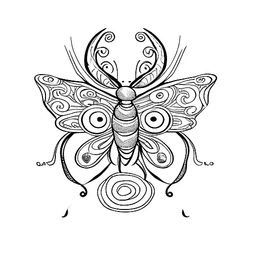 A Butterfly And A Semicolon And Medusa Or Snake In A Butterfly Form