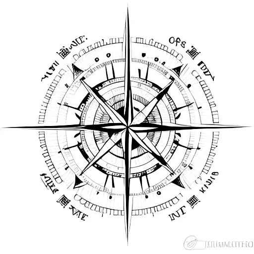 A Minimalist Compass Made Of Coffee Beans And Seashells