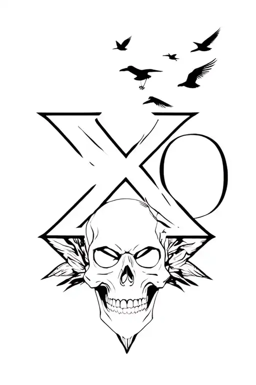 Xo Logo With Skull With Birds Flying The Weeknd