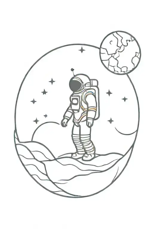 Astronaut Standing On Moon