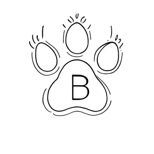 Dog Paw With Initial B Letters