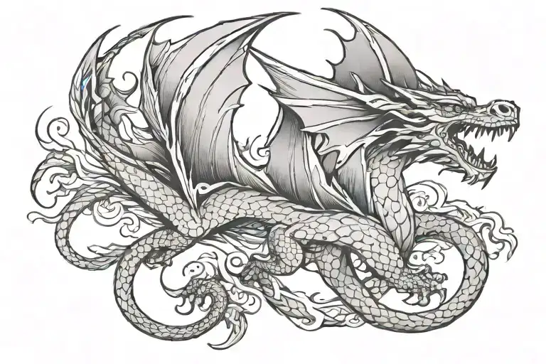 Delicate Flying Dragon With Wrapped Tail