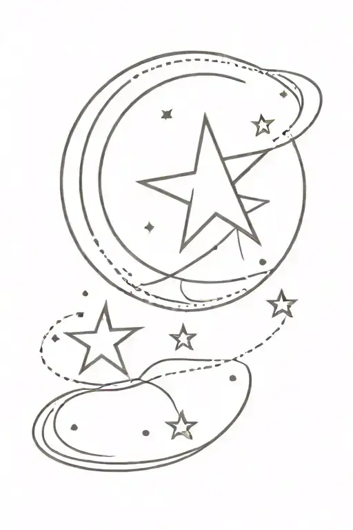 Dot With Star And Half Moon Surrounded