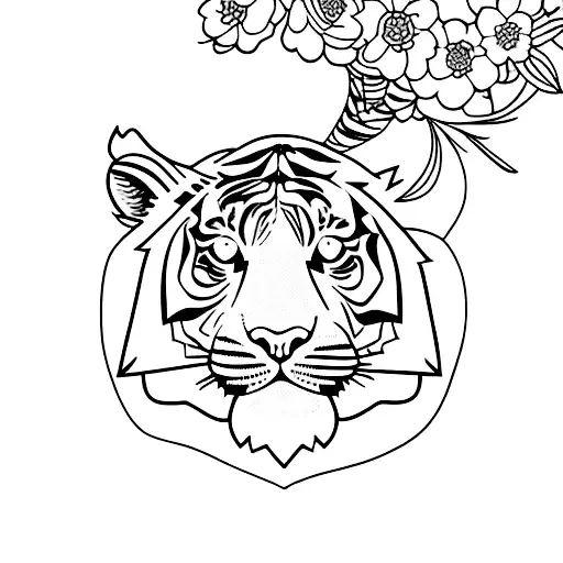 Tiger With Flowers