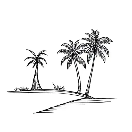 Pine Tree And Palm Tree Fine Line