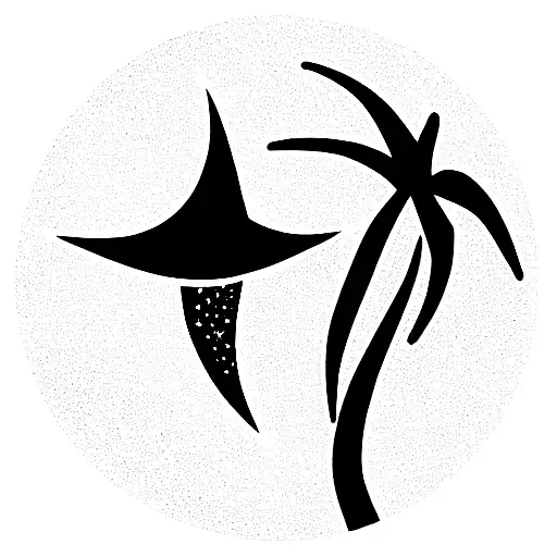 Coconut Tree Silhouette With New Moon And Star In Line