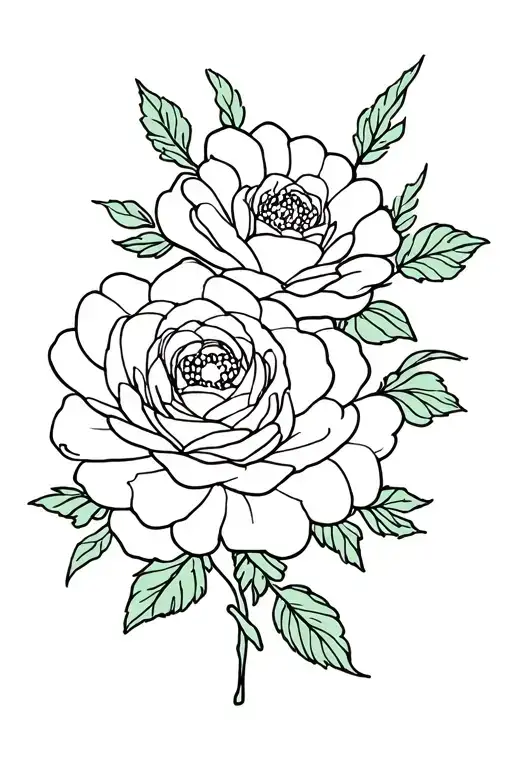 Marigold And Rose Tattoo Minimal