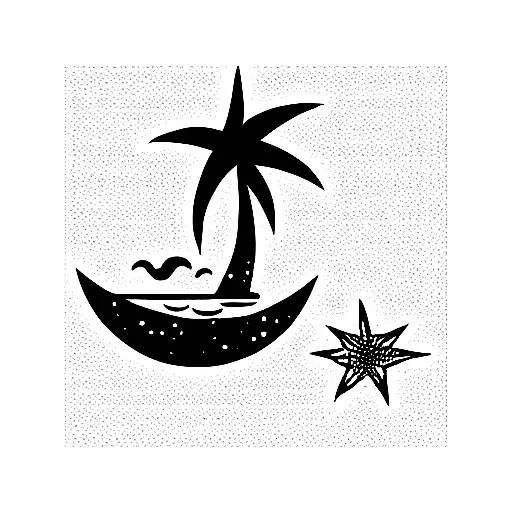 Moon And Star With Coconut Tree