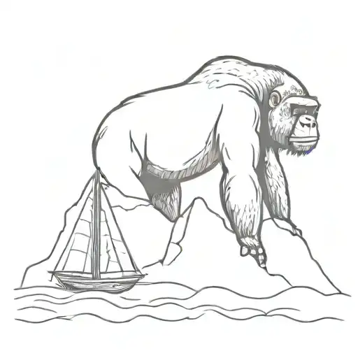 Gorilla On A Small Sailboat