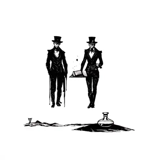 Grunge Dr Jekyll And Mr Hyde With Potion And Book