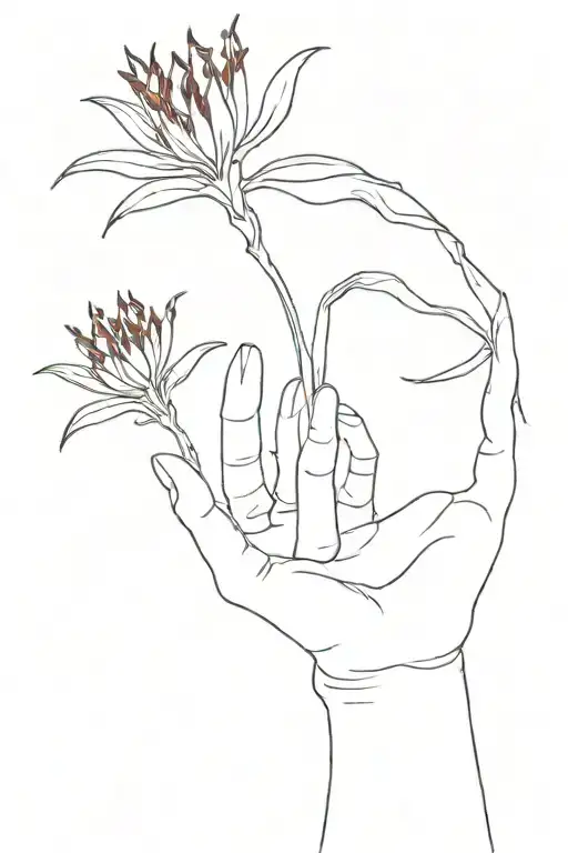 A Hand From Bones Holds A Red Spider Lily