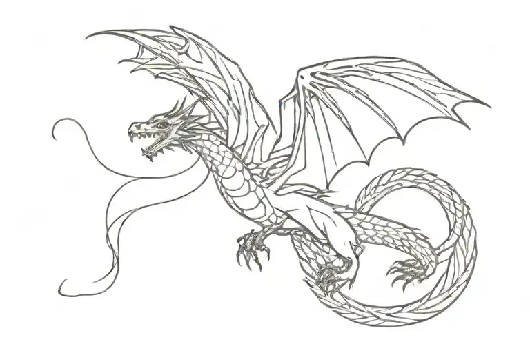 Delicate Flying Dragon With Wrapped Tail