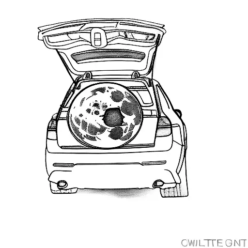 Girl With A Car With A Full Moon In The Trunk