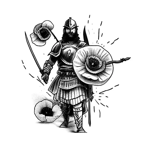 A Warrior That Holds A Poppy In His Hand That Makes Him Have A Second Chance In Life