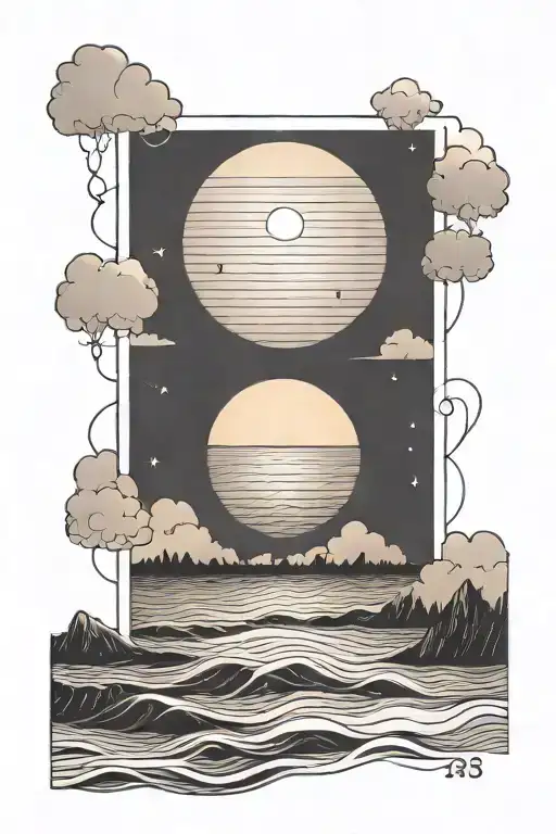 Minimalist Sun Setting On Water With A Date Of 6-7-23