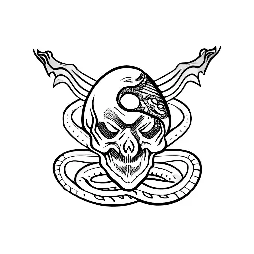 Simple Skull With Snake Slithering Through The Skull Eye