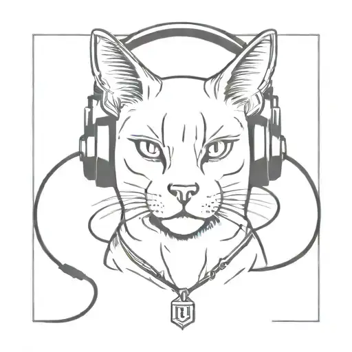 Yakuza Cat Wearing Headphones