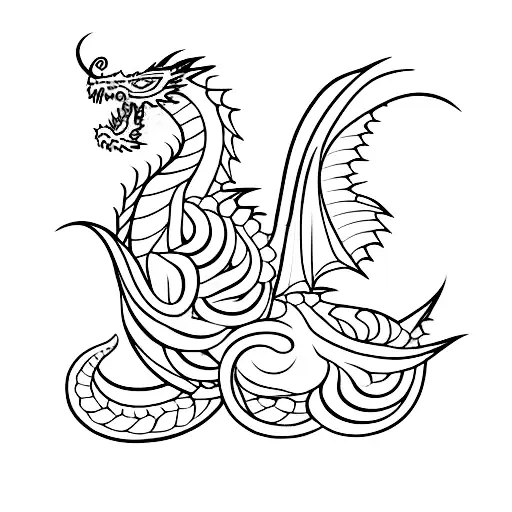 Minimalist Tattoo Of A Dragon Curled Around A Blooming Flower