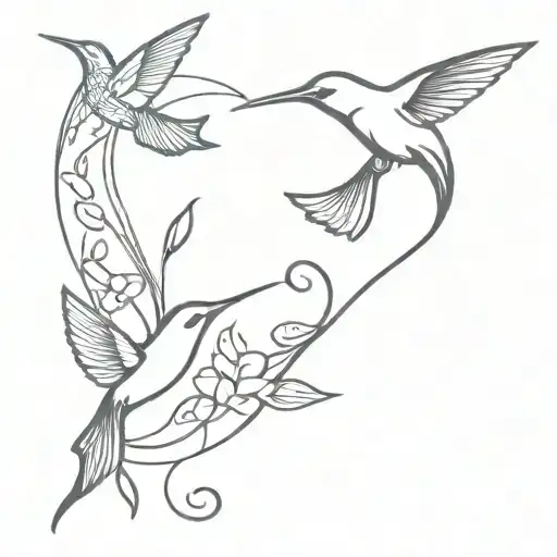 Hummingbird And Fish Hook Intertwined