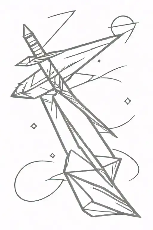 Simple Sword With Paper Airplane And Ice Cube