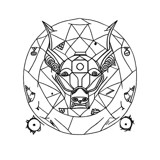 A Minimalist Tattoo Of A Zodiac Animal Surrounded By A Shield Symbolizing Protection