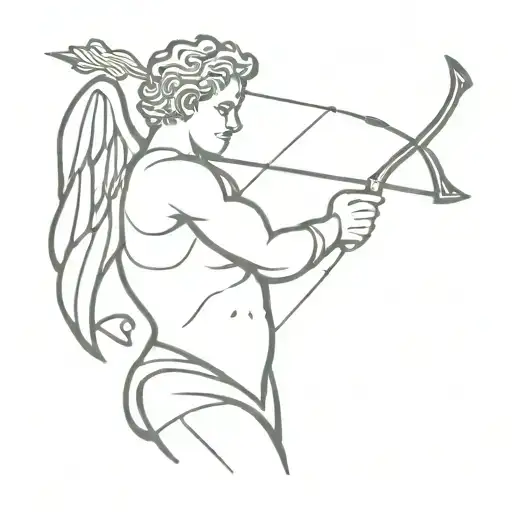 Muscular Cupid Shooting Arrow
