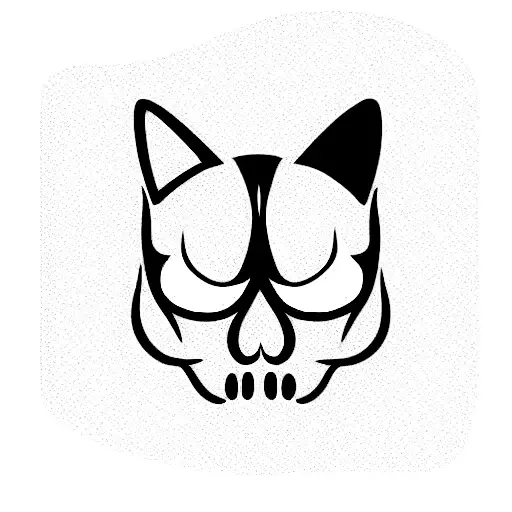 Memento Mori Cat Head Half Skull