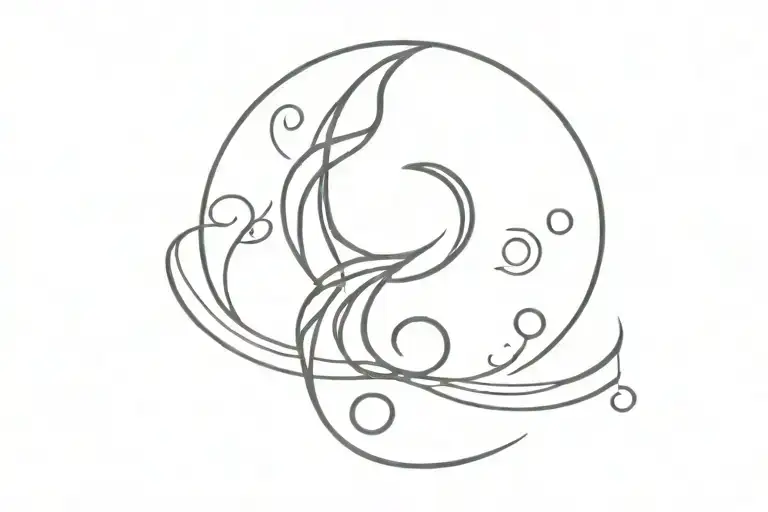 Moon And Music Notes Intertwined