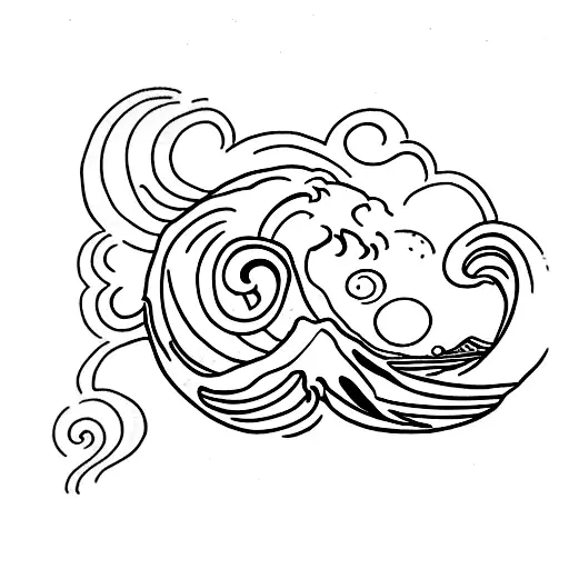 A Small Wave-shaped Tattoo On The Wrist With The Word 'Dude' Incorporated