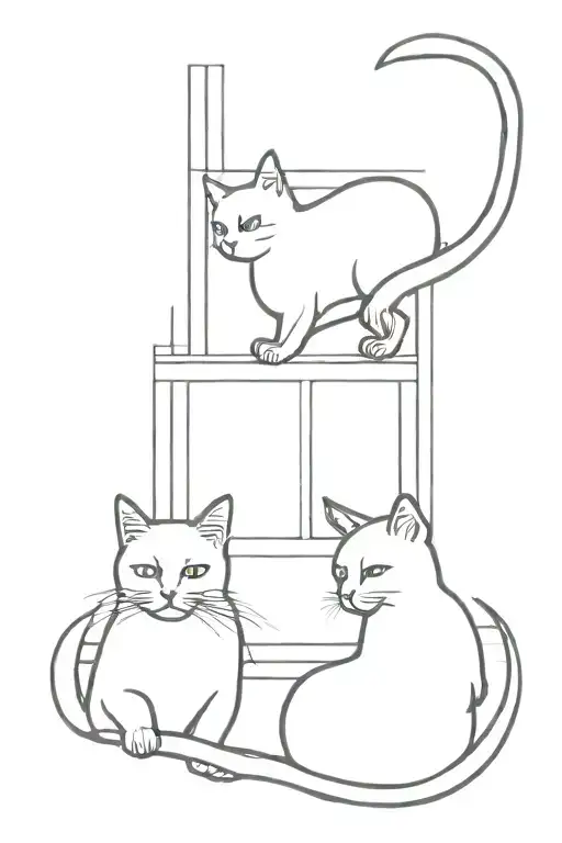 Window Black Cats Playing