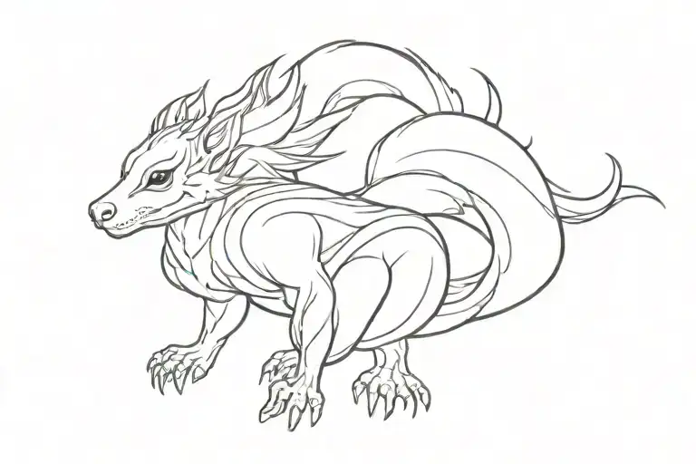 Skunk Dragon Hybrid Line Art Style