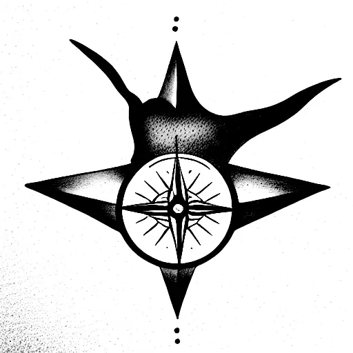 Manta Ray Inside A Compass