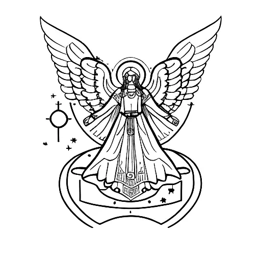 Celestial Guardian Angel Protecting A Zodiac Constellation