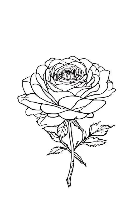 Marigold Intertwined With Rose Tattoo Minimal