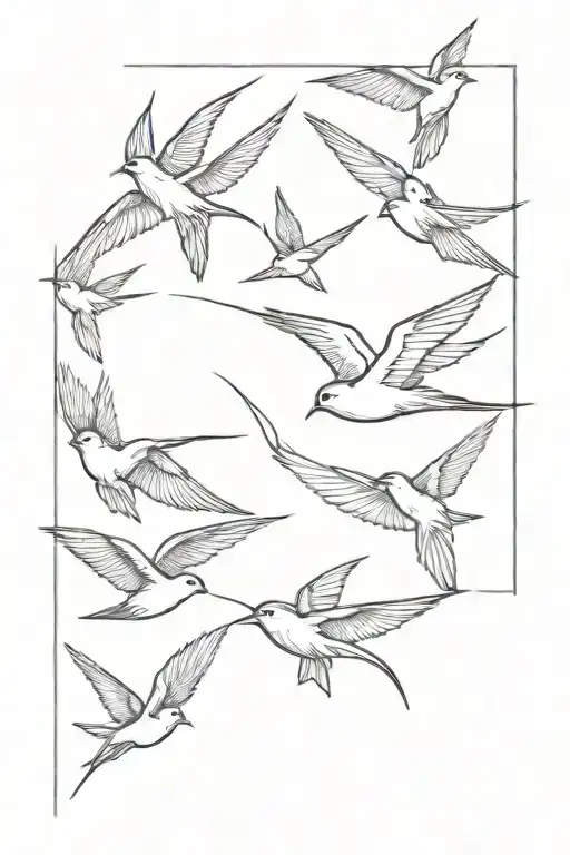 Swallows Flying Line