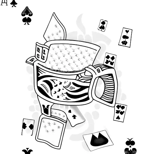 A Coffee Cup Surrounded By Playing Cards