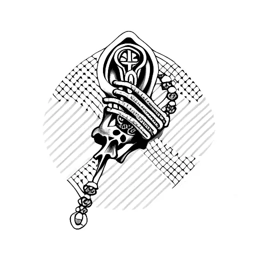 Skeleton Hand With Rosary Wrapped Around Hand