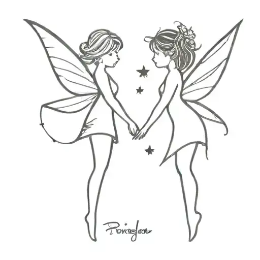 Matching Tattoo For Best Friends Fairy