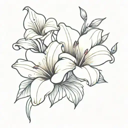 Violet Flower Intertwined With Lily And Morning Glory