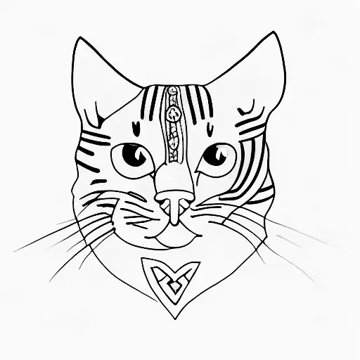 A Minimalist Tattoo Of A Cat With A B