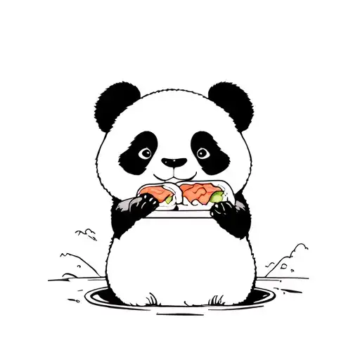 Panda Eating Sushi