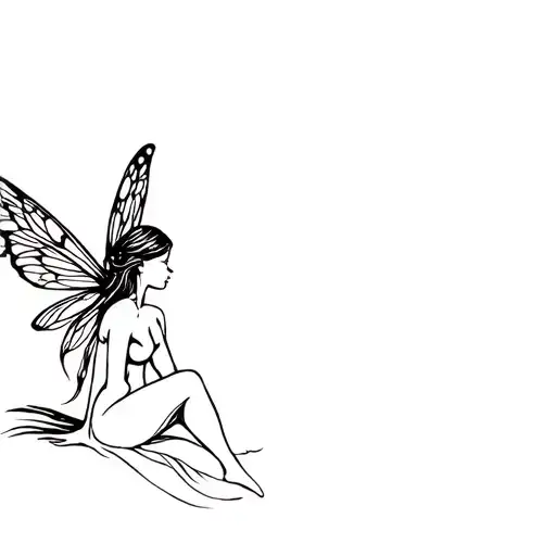 Sitting Fairy On Shoulder Tattoo Design