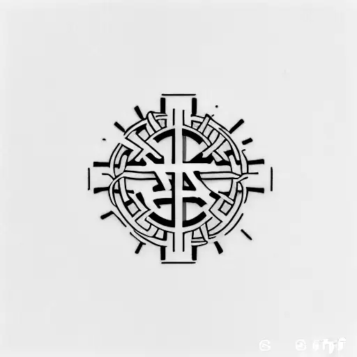 A Minimalist Cross With The Word 'Faith' Written In A Filmstrip Font