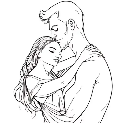 A Man Covering A Woman From Evil And Heartbreak