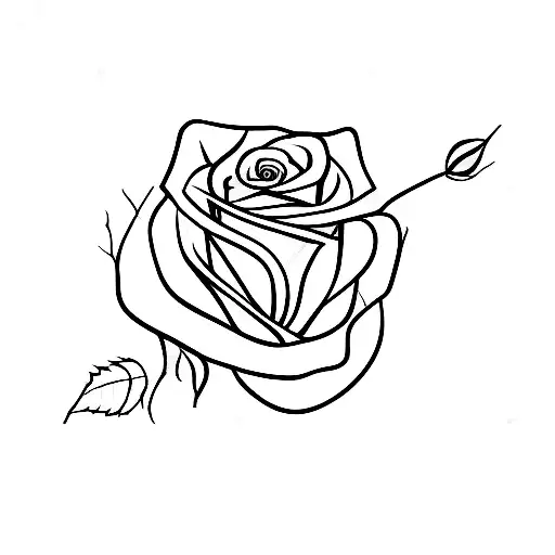 Outline Of A Red Rose With The Letter A