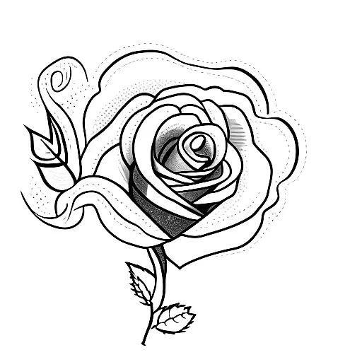 Letter A With A Rose And Stem Next To It