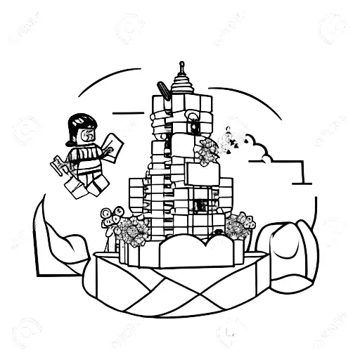 A Tattoo Of A Mother And Her Two Sons Building A Lego Tower Surrounded By Flowers