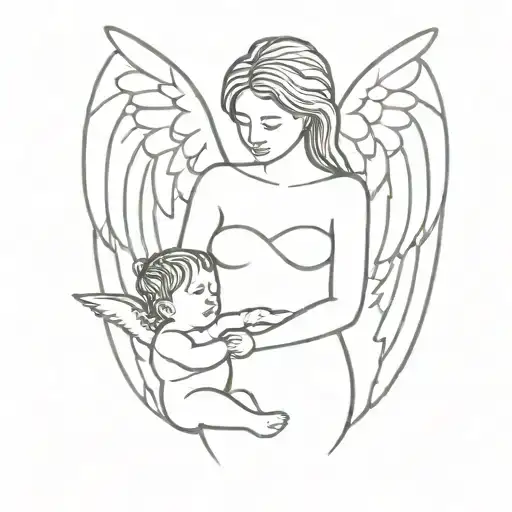 Mom Son And Angel Baby Angel